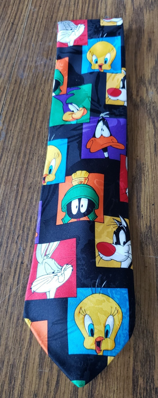 Looney Tunes Mania Character Blocks Extra Long Tie Bugs Bunny Sylvester Marvin
